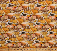 Cheese Blocks Wedges Food Gourmet Kitchen Cotton Fabric Print by Yard D502.38 - £8.80 GBP