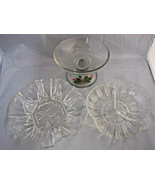 3 Serving Relish Butter Dishes Plates Cut Clear Glass AVON Holiday Chris... - £26.93 GBP