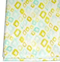 Sferra Geometrico Queen Flat Sheet Aqua/Yellow Cotton Percale Diamond Pr... - $98.90