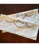 Vintage HIS HERS Handcrafted Embroidery Crochet Pillow Case SET 30x20 Inch - $24.07