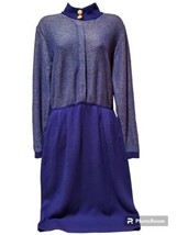 Vintage St. John For Neiman Marcus Santana Knit Purple Long Sleeve Dress Size 10 - £79.32 GBP