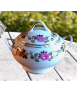Raynaud &amp; Co Limoges Floral Sugar Bowl Pink Yellow Motif Gold Trim Elegant - £23.71 GBP