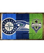Seattle Seahawks Mariners Sounders FC Flag 35 ft Sports Banner Man-Cave ... - $18.00