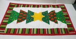 Christmas Table Runner Quilted Handmade Christmas Trees 31.5x18.5  - $20.31