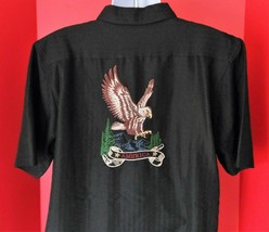 Field &amp; Stream America Eagle Mens Black Button Up Hawaiian Camp Shirt Vacation M - £19.60 GBP