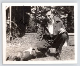Photo Of A Man And His Dachshund 1950-60s Black And White - £6.89 GBP
