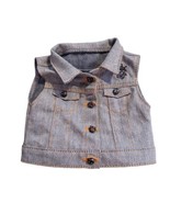 American Girl Doll Denim Sleeveless Star Buttons Blue Jean Vest Orange S... - $9.46