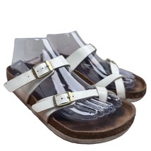 Birkenstock Women Mayari White Patent Leather Toe Loop Birko-Flor Sandals 37 6.5 - £23.93 GBP