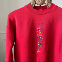 Vintage 90s Mickey &amp; Co Disney Embroidered Crewneck Sweatshirt Red L - $40.50
