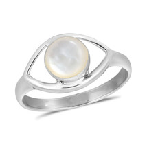 Mystical Evil Eye w/ White Mother of Pearl Inlay Sterling Silver Ring - 11 - £12.47 GBP