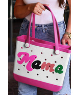 Rose Red mama Print Self-assembly Straps Hollowed EVA Beach Bag - $38.80