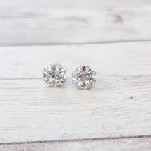 Clear Gem &amp; Silver Tone Stud Earrings - New - $13.99