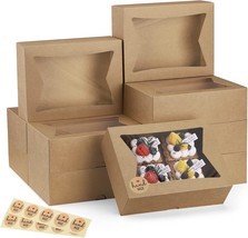 Cookie Boxes with Window 8x6x2.5 Inhces 24pcs Auto Popup Brown Treat Boxes for B - £25.97 GBP