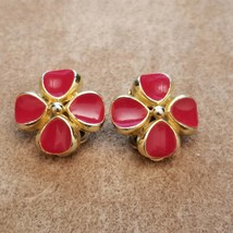Vintage SPHINX Clip Earrings - Red Four Leaf Clover - £14.47 GBP