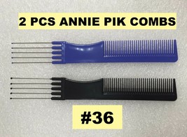 (2pcs) ANNIE PIK COMB W/ FINE TOOTH PLASTIC COMB &amp; TIPPED METAL PIK FOR ... - £1.40 GBP