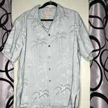 Kona Kai Trading Company silk blend, button-down palm tree print shirt - £14.88 GBP