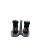 Vintage Wooden Salt And Pepper Shakers With Ceramic Holder - $18.70