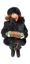 Vtg Russian Doll Furry Coat Playing Accordion Figurine Hand Painted. Ana... - $42.03