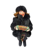 Vtg Russian Doll Furry Coat Playing Accordion Figurine Hand Painted. Ana... - $42.03