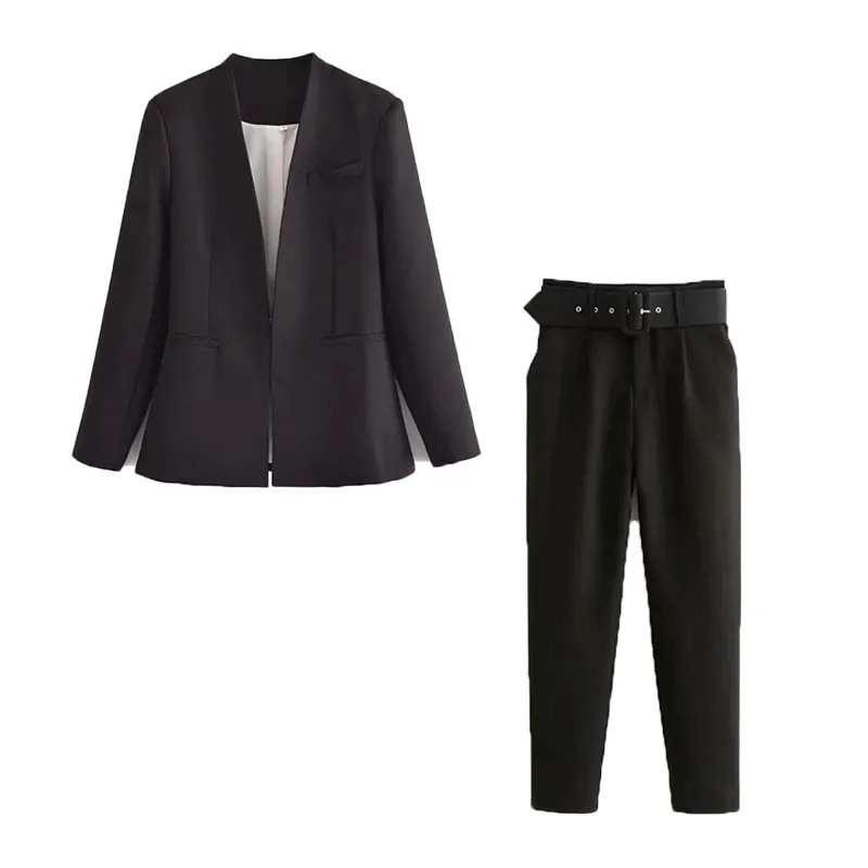  TRAF Women&#39;s Suit   Office Blazer Jacket And Trouser Suits Pants Set Woman 2 Pi - £121.34 GBP