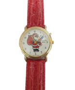 Infinity quartz santa watch red leather vintage - $17.49