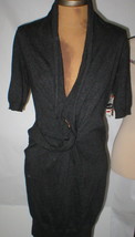 New NWT Rachel Roy Dress Gray Sweater XS Sexy Front Knot Sleeves Cotton Viscose  - £86.15 GBP