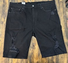 Levis 502 Taper Shorts Stretch Black Ripped Distressed Mens 40 Holes w/ Tags - £27.21 GBP