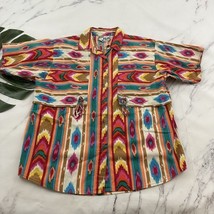 Mine &amp; Bills Womens Vintage 90s Western Shirt Size M Pink Blue Tassels C... - $29.69