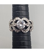 Estate CZ Ring Silver Tone Art Nouveau Style Size 8.25 Cubic Zirconia Op... - $559.32 MXN