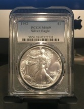 1992 American Eagle 1oz Silver Dollar PCGS MS69 Certified Brilliant Unci... - £70.88 GBP