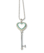 Tiffany &amp; Co. Sterling Silver Mint Green Enamel Bead Heart Key Charm &amp; N... - $11,620.87 MXN