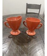 Vintage HAZEL ATLAS Moderntone Ovide SUGAR &amp; CREAMER Coral Orange Platonite - $368.16 MXN