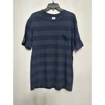 NNO7 Mens Basic T-Shirt Blue Stripe Tee Crew Neck Pockets M New - $32.47