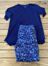 Cuddl Duds NWOT Women’s Short Sleeve Tee &amp; Crop pants set Size L Blue G1 - £15.81 GBP