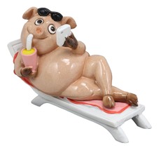 Beach Body Brody Pig Sunbathing While Slurping Sundae and Reading Book S... - $25.99