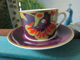Guy Degrenne Maruchka Blue / Violet Pair Of Coffee Cups France Pottery - £59.71 GBP
