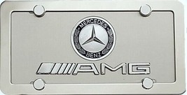 Mercedes Benz  blue logo AMG  3d  License Plate +Stainless  frame &amp; Lens - £46.41 GBP