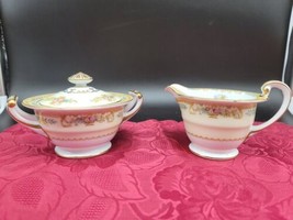 Vintage Noritake Tiara Covered Sugar Bowl &amp; Creamer Rose Pattern. Mint! - $40.58