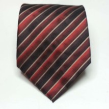 Van Heusen Men Dress Silk Tie Stain Resistant 61&quot; long 3.75&quot; wide Red Black Stri - £7.36 GBP