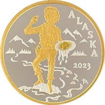 Alaska Mint 2023 Gold Panner Nugget Medallion Gold &amp; Silver Medallion Pr... - £117.19 GBP