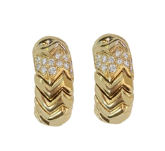 Bulgari Diamond And Gold HALF-HOOP Earrings - $3,750.00