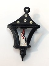Vintage Black Porch Street Lantern Pin / Brooch w/ Rhinestones - £12.50 GBP
