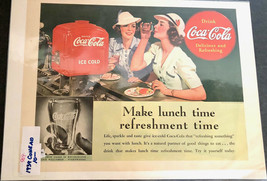 Vintage 1940 COCA-COLA Coke Print Ad Lunch Time is Refreshment Time Art Poster - £6.70 GBP