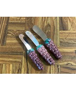 Vintage Cheese Butter Spreader set of 3 PURPLE GRAPES Stainless Steel Japan - £10.24 GBP