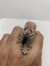 Vintage Scorpio Scorpion Black Onyx Ring 925 Sterling Silver Size 6 - £107.06 GBP