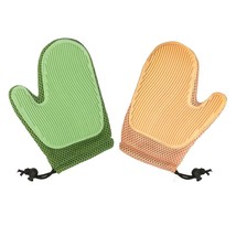 2 PCS Double Sided Pet Hair Remover Gloves Pet Grooming Glove Gentle Deshedding - £10.58 GBP