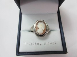 Antique Vintage 1900 Late Victorian Sterling Silver Cameo Ring  Size US ... - £69.30 GBP