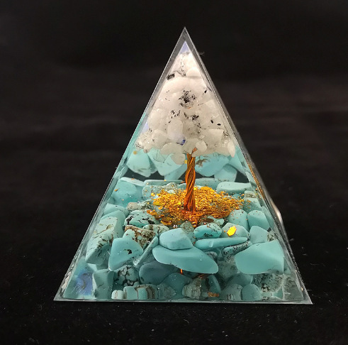 Natural Orgonite Pyramid Reiki Amethyst Energy Healing Chakra Meditation... - $11.99