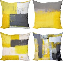 Ambesonne Modern Decorative Throw Pillow Covers, Set Of 4,, Yellow Grey. - £25.76 GBP
