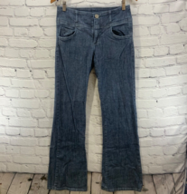 See Thru Soul Jeans Womens Sz 29 High Waisted Flare Blue Denim  - £11.67 GBP